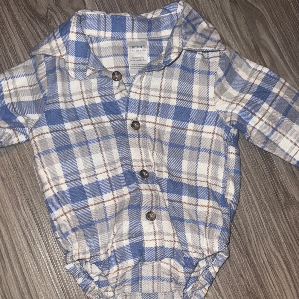 Carter's Blue and White Checkered Baby Bodysuit